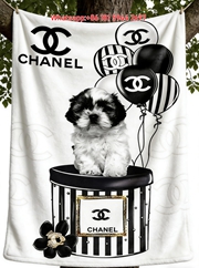 Chanel Cute Puppy Flannel Sofa Throw Blanket IMG_6691